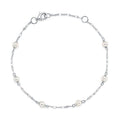 14K White Gold Pearl Station Bracelet