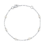 14K White Gold Pearl Station Bracelet