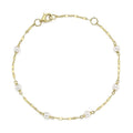 14K Yellow Gold Pearl Station Bracelet