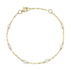 14K Yellow Gold Pearl Station Bracelet