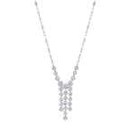 14K White Gold Cascading Diamond Drop Necklace