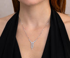 14K White Gold Cascading Diamond Drop Necklace