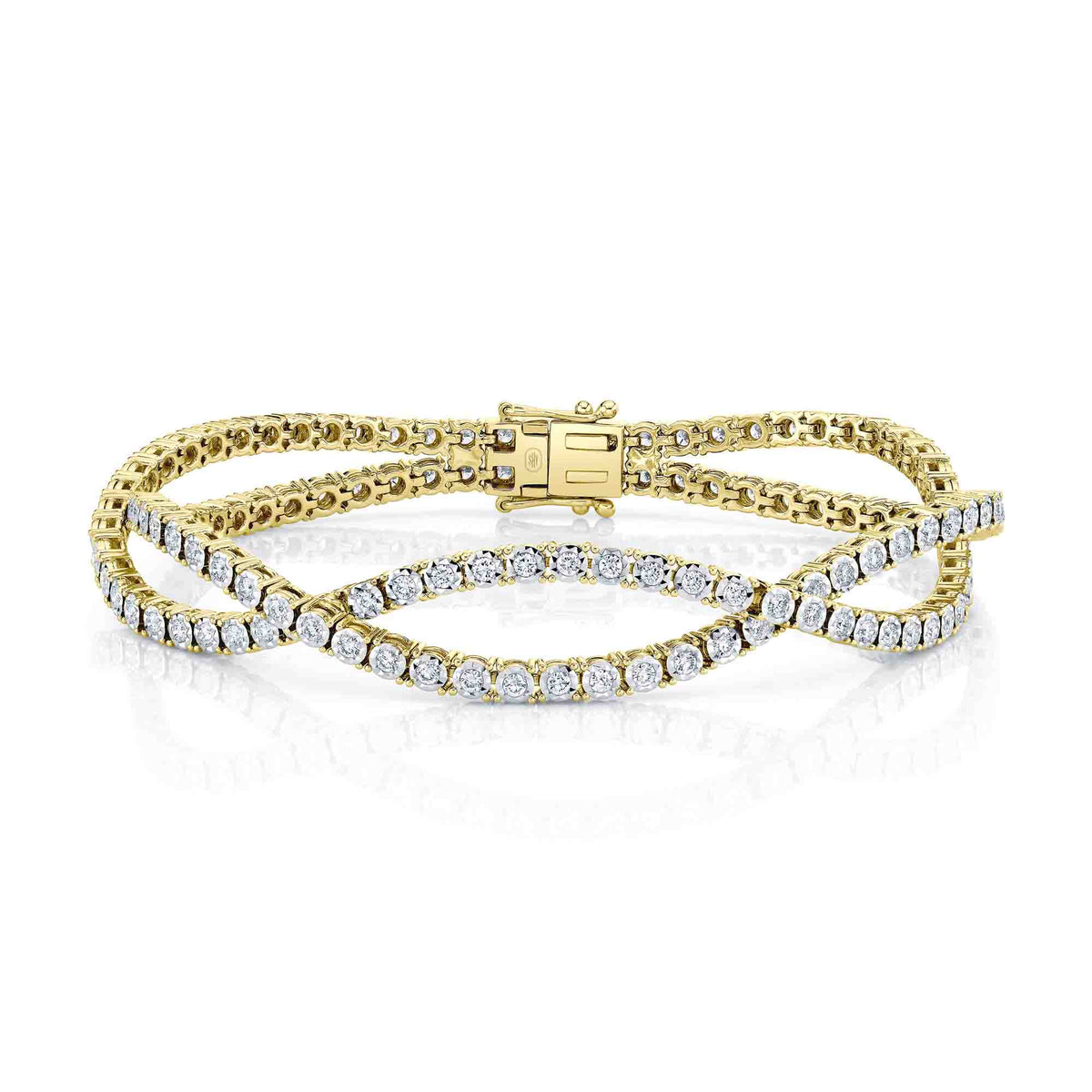 14K Yellow Gold Double Twist Diamond Bracelet