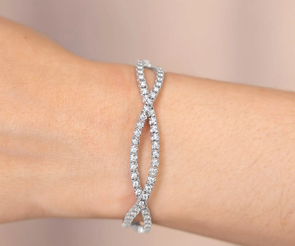 14K Yellow Gold Double Twist Diamond Bracelet