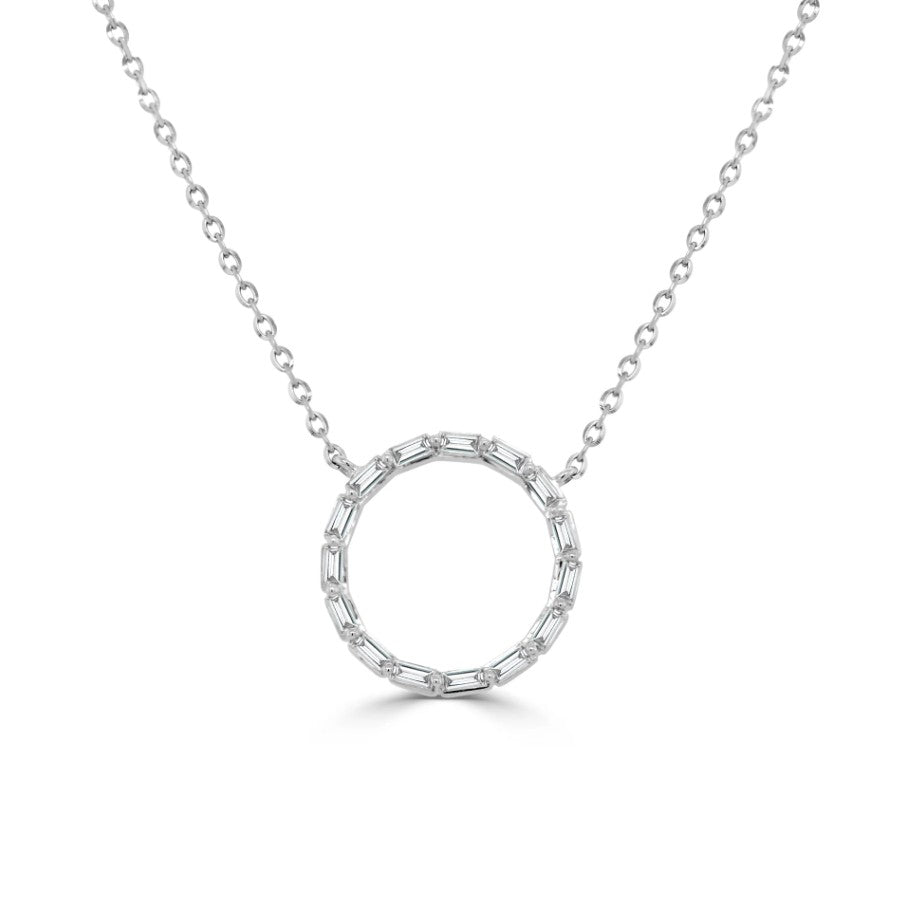 14K White Gold Diamond Circle Necklace