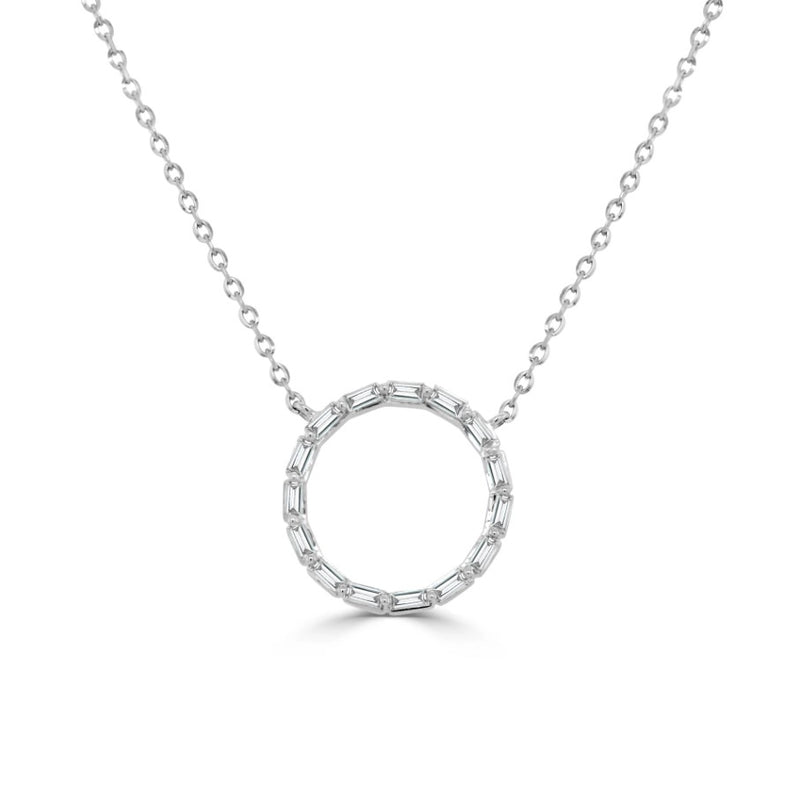 14K White Gold Diamond Circle Necklace