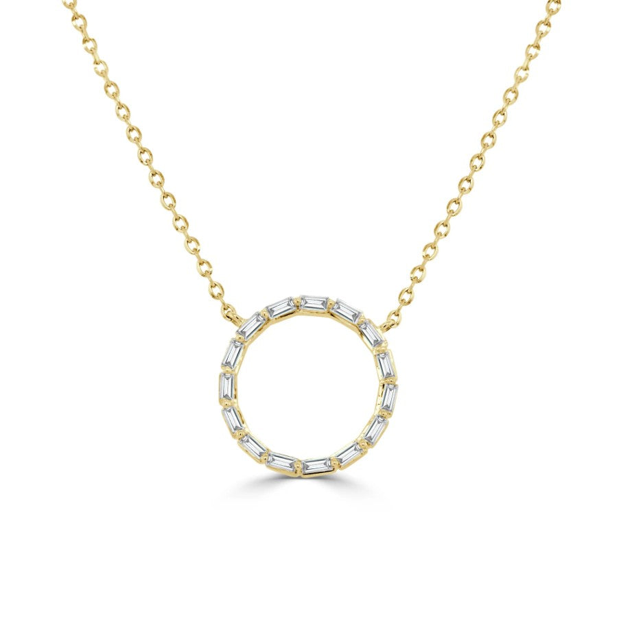 14K Yellow Gold Diamond Circle Necklace