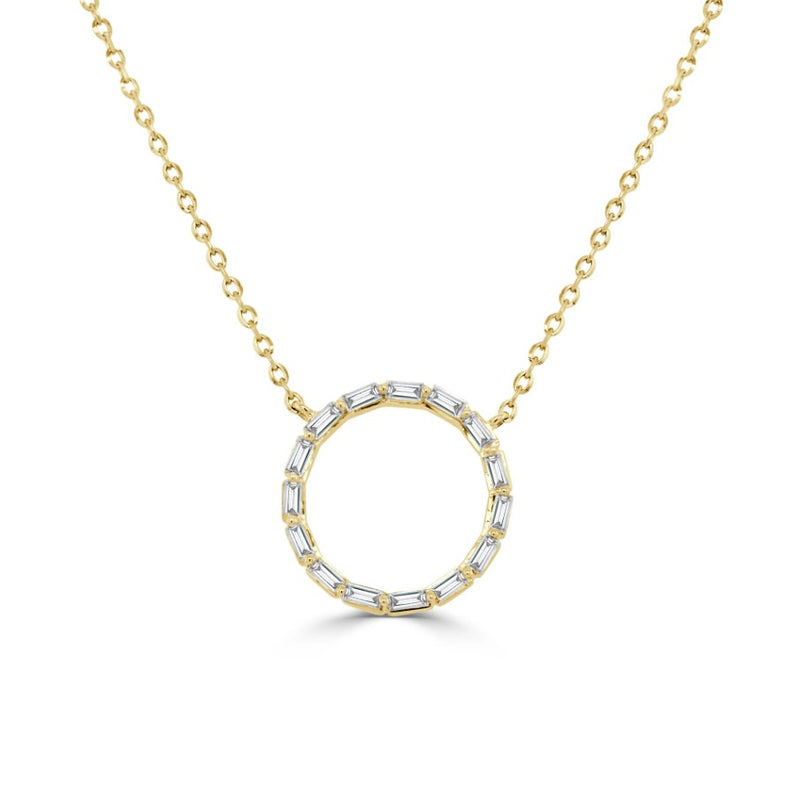 14K Yellow Gold Diamond Circle Necklace