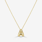14K Yellow Gold Bubble Initial Necklace
