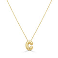 14K Yellow Gold Bubble Initial Necklace