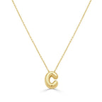 14K Yellow Gold Bubble Initial Necklace