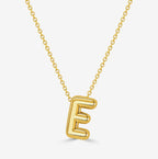 14K Yellow Gold Bubble Initial Necklace