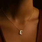 14K Yellow Gold Bubble Initial Necklace