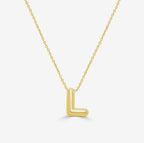 14K Yellow Gold Bubble Initial Necklace