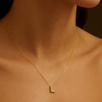 14K Yellow Gold Bubble Initial Necklace