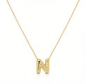 14K Yellow Gold Bubble Initial Necklace