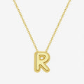 14K Yellow Gold Bubble Initial Necklace
