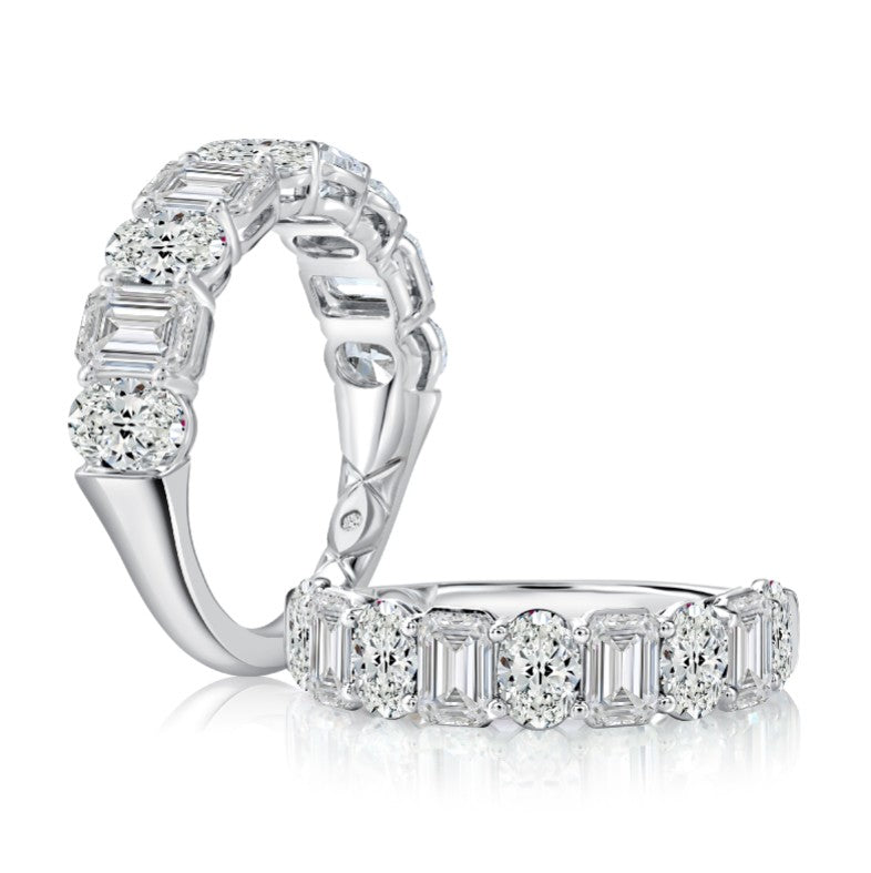 14K White Gold Alternating Lab Grown Diamond Wedding Band