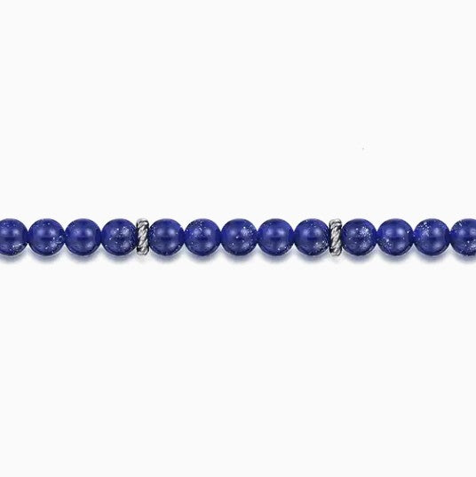 Sterling Silver Lapis Beaded Bracelet