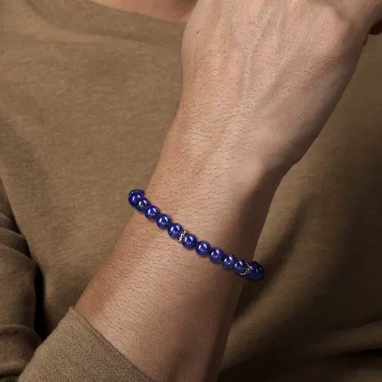 Sterling Silver Lapis Beaded Bracelet