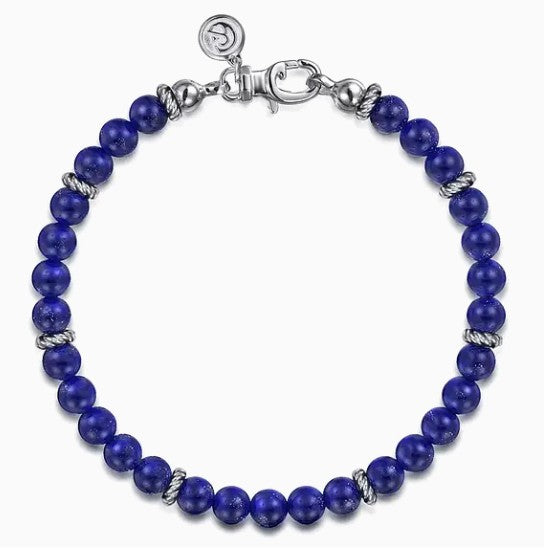 Sterling Silver Lapis Beaded Bracelet