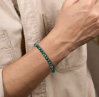 Sterling Silver Malachite Beaded Bracelet