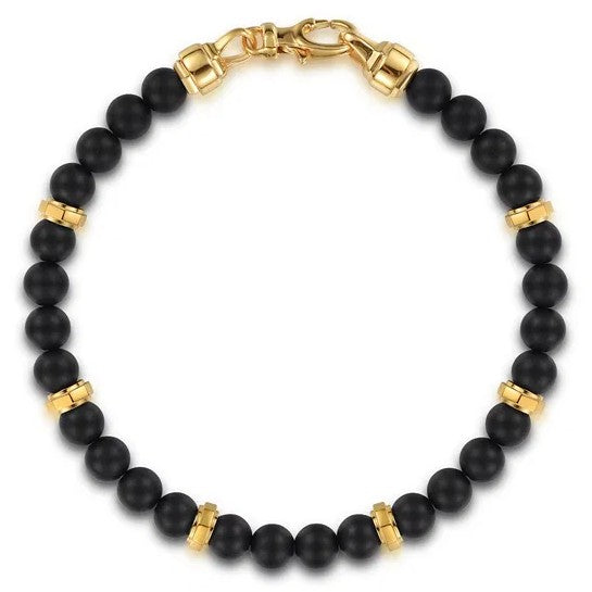 14K Gold Black Titanium Beaded Bracelet