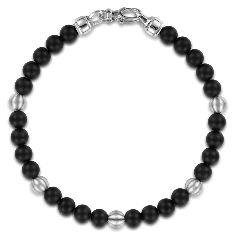 Black Titanium Sandblast Beaded Bracelet