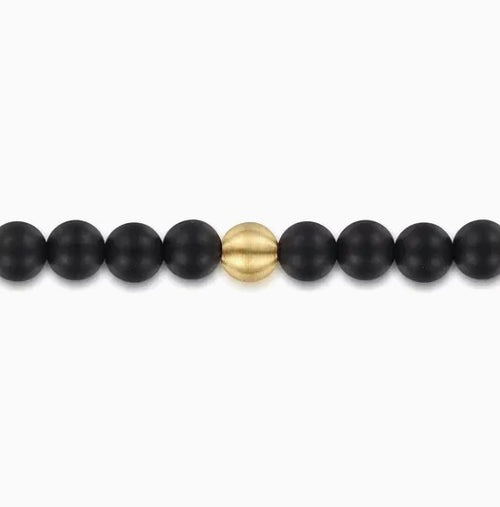 14K Gold Black Titanium Sandblast Beaded Bracelet