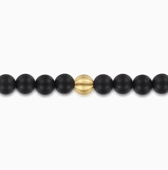 14K Gold Black Titanium Sandblast Beaded Bracelet