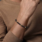 14K Gold Black Titanium Sandblast Beaded Bracelet