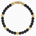 14K Gold Black Titanium Sandblast Beaded Bracelet