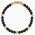 14K Gold Black Titanium Sandblast Beaded Bracelet