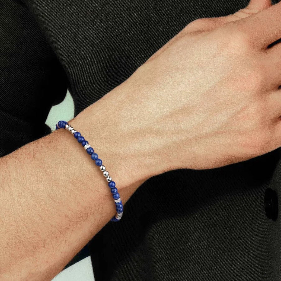 Sterling Silver Lapis Beaded Bracelet