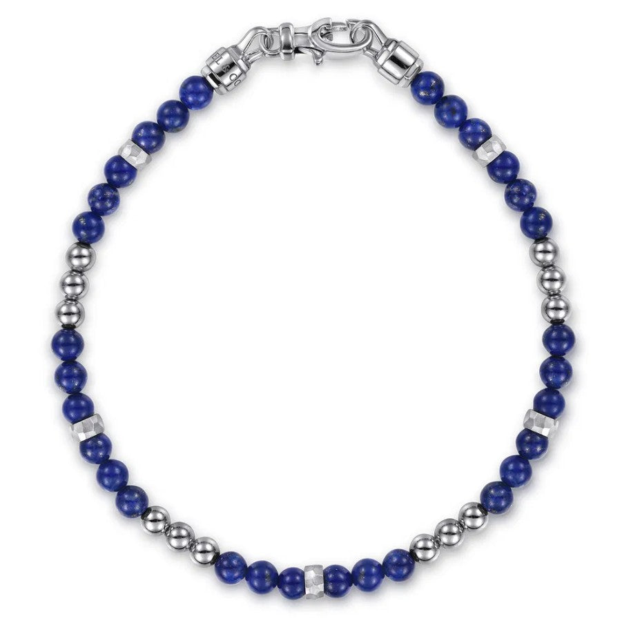Sterling Silver Lapis Beaded Bracelet