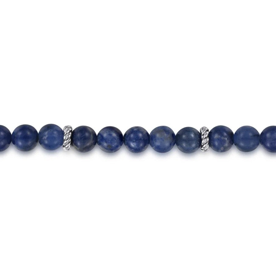 Sterling Silver Sodalite Beaded Bracelet