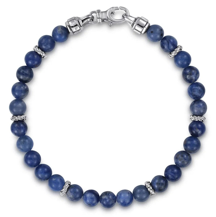 Sterling Silver Sodalite Beaded Bracelet