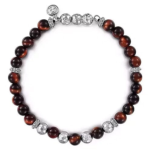 Tiger Eye Silver Beaded Bracelet