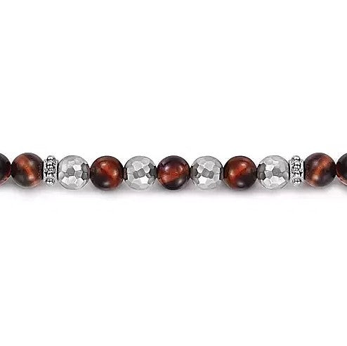 Tiger Eye Silver Beaded Bracelet