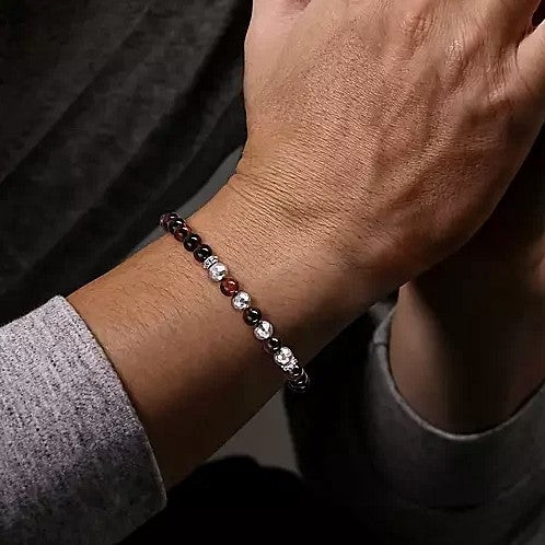 Tiger Eye Silver Beaded Bracelet