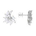 14K White Gold Floral Composite Diamond Earrings