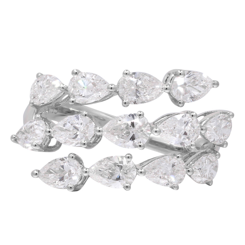 14K White Gold Three Row Lab Grown Diamond Fashion Ring