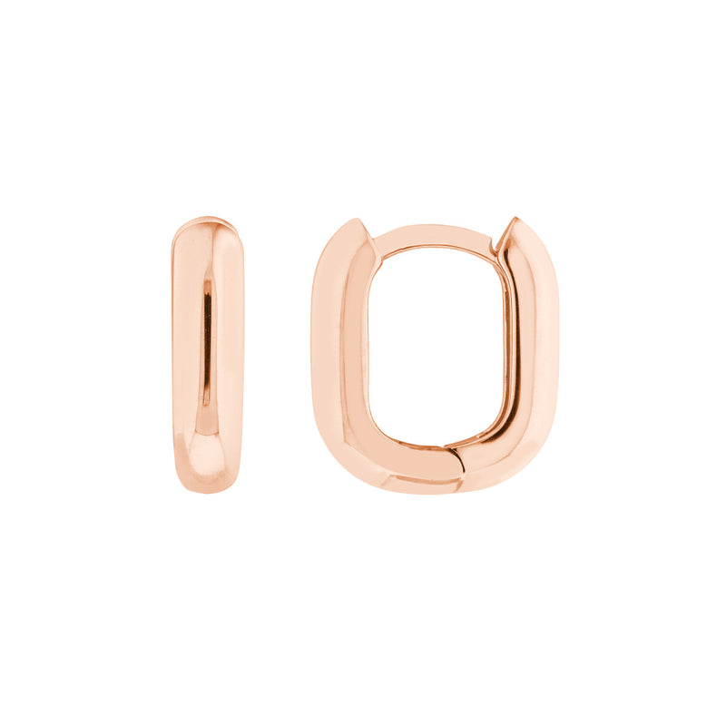14K Rose Gold Polished Mini Huggie Hoops