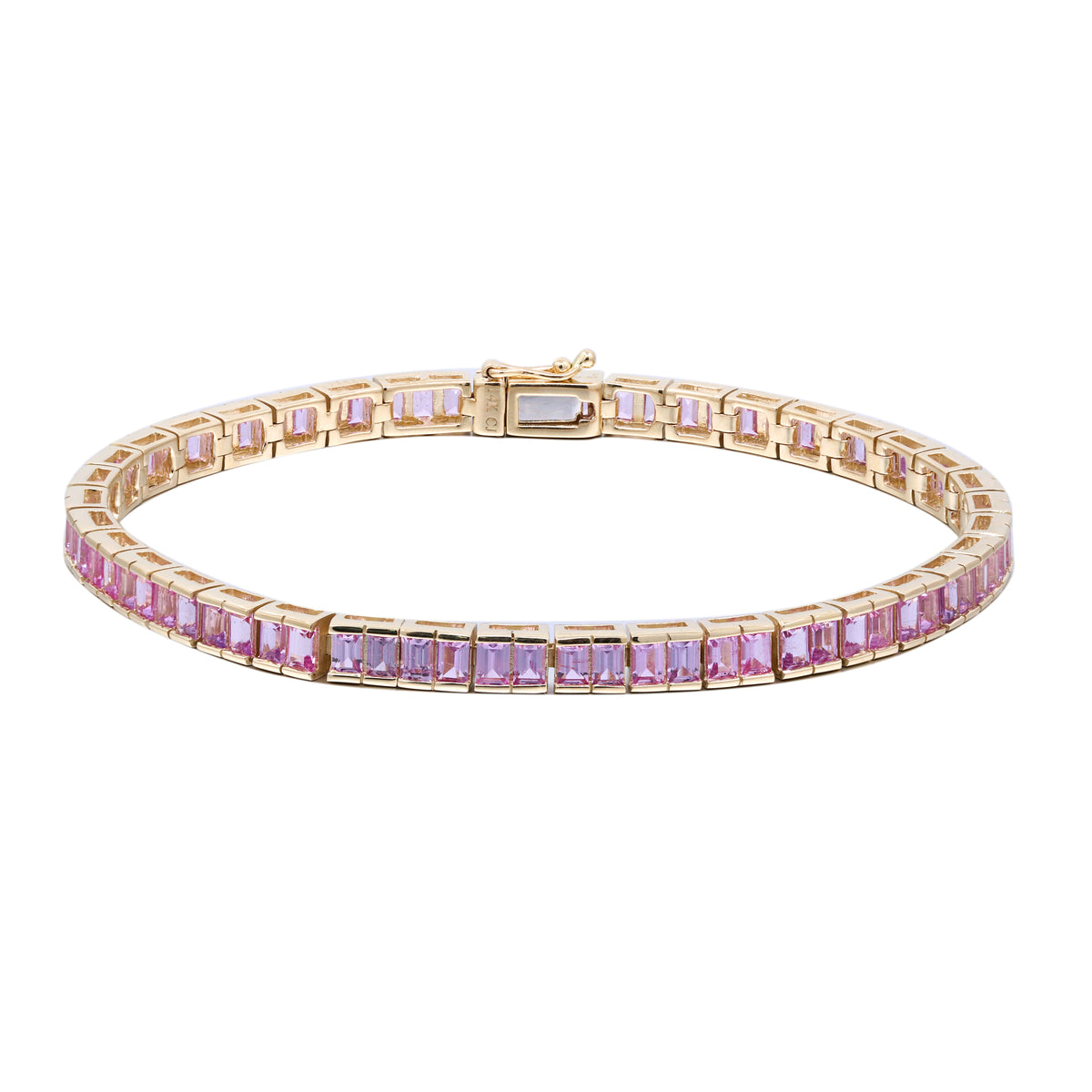 14K Yellow Gold Pink Sapphire Tennis Bracelet