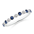 14K White Gold Sapphire & Diamond Wedding Band