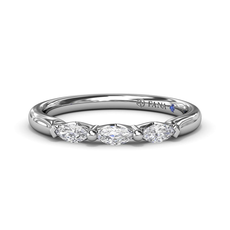 14K White Gold Marquise Diamond Wedding Band