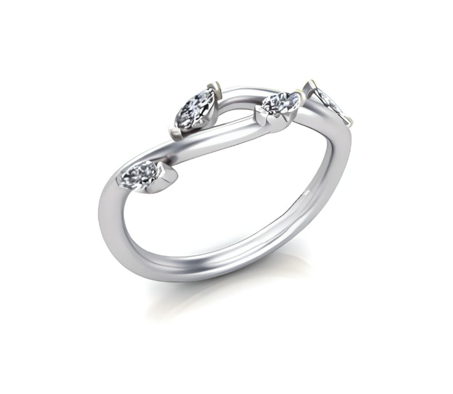 14K White Gold Diamond Wedding Band
