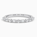 14K White Gold Alternating Half Anniversary Diamond Wedding Band