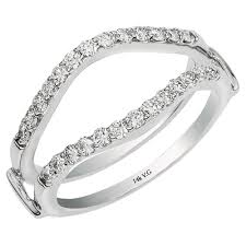 14K White Gold Diamond Curved Ring Guard