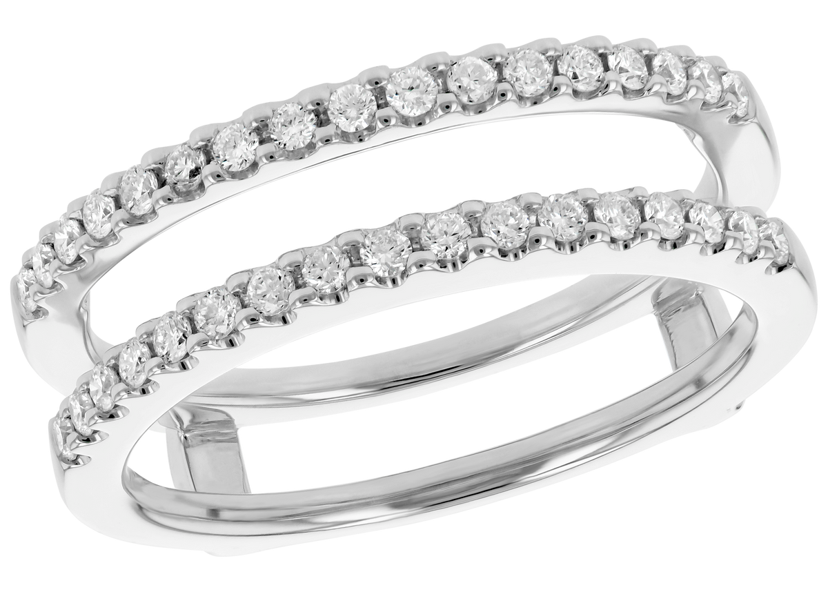 14K White Gold Diamond Ring Guard